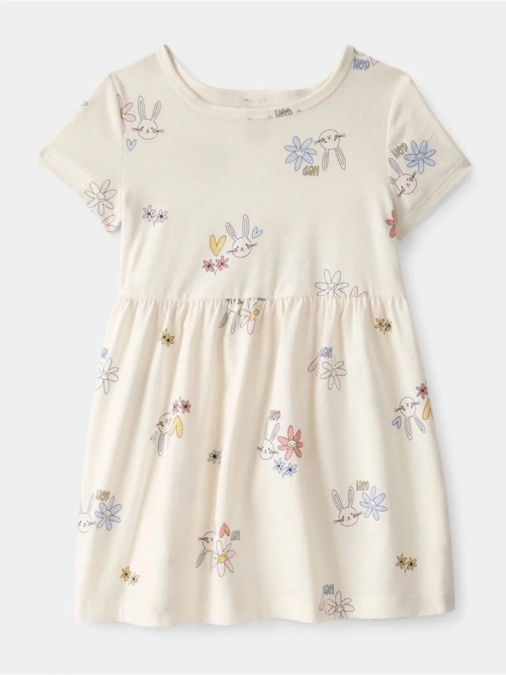 Toddler Girl Easter Bunny Short-Sleeve Dress - Cream